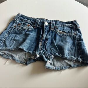 True Religion Distressed Blue Jean Shorts
